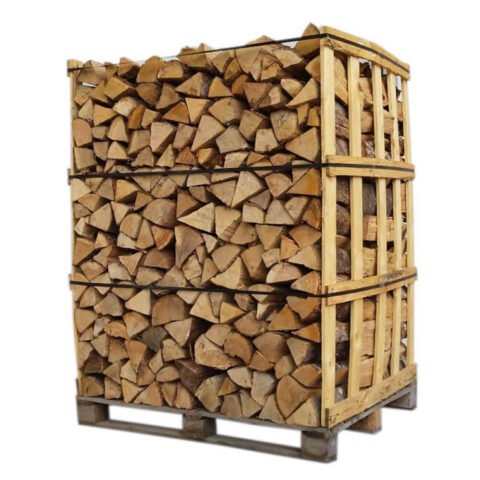 Leña en troncos de 33 cm – 85% maderas duras, palé de 2,5 estéreos (1,7 m³)